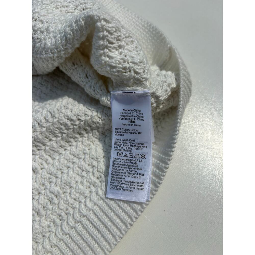 J Crew Knit Sweater Tank Hand Embellished Mirrors Square Neck White L - Picture 4 of 6